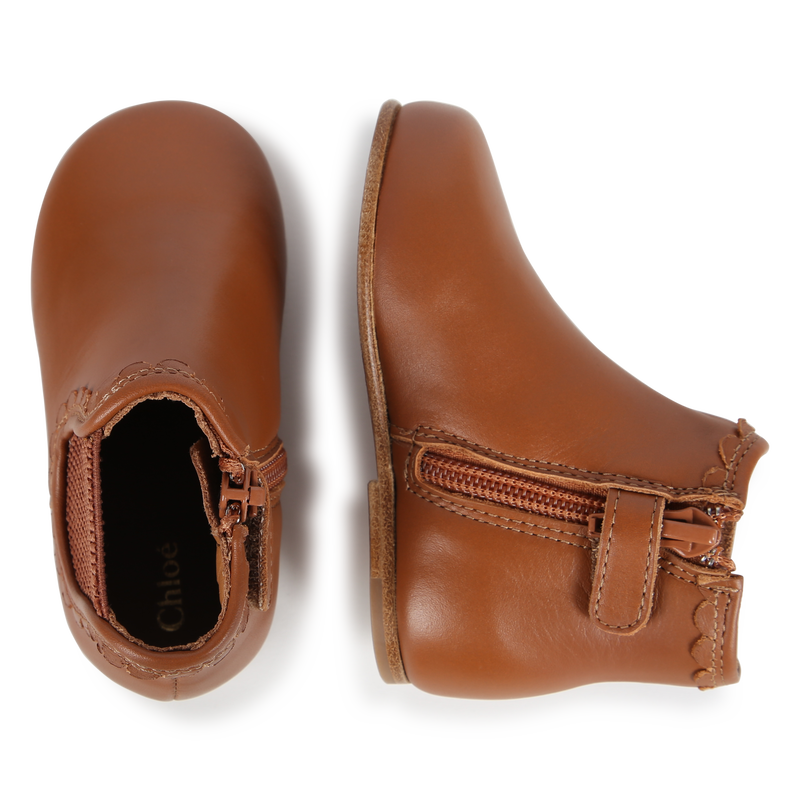 Zip-Up Leather Ankle Boots CHLOE 
                        GIRL
