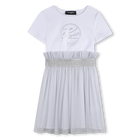 Bi-material short sleeve dress KARL LAGERFELD KIDS 
                    GIRL