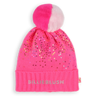Pompom hat with sequins, PINK, hi-res