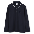 Long-sleeved polo shirt, NAVY, hi-res