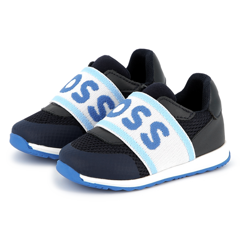 Leather and mesh trainers BOSS 
                        BOY