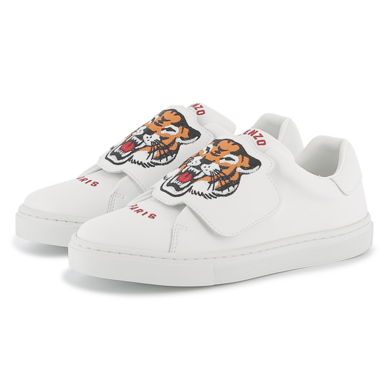 Leather hook-and-loop trainers