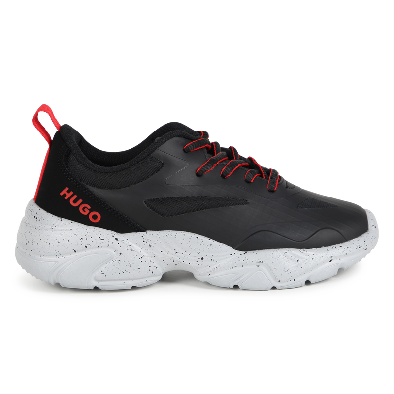 Multi-texture lace-up trainers HUGO 
                        BOY