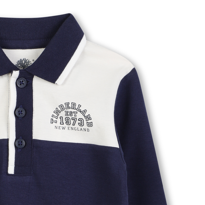 Two-tone cotton polo shirt with ribbed edge TIMBERLAND 
                        BOY