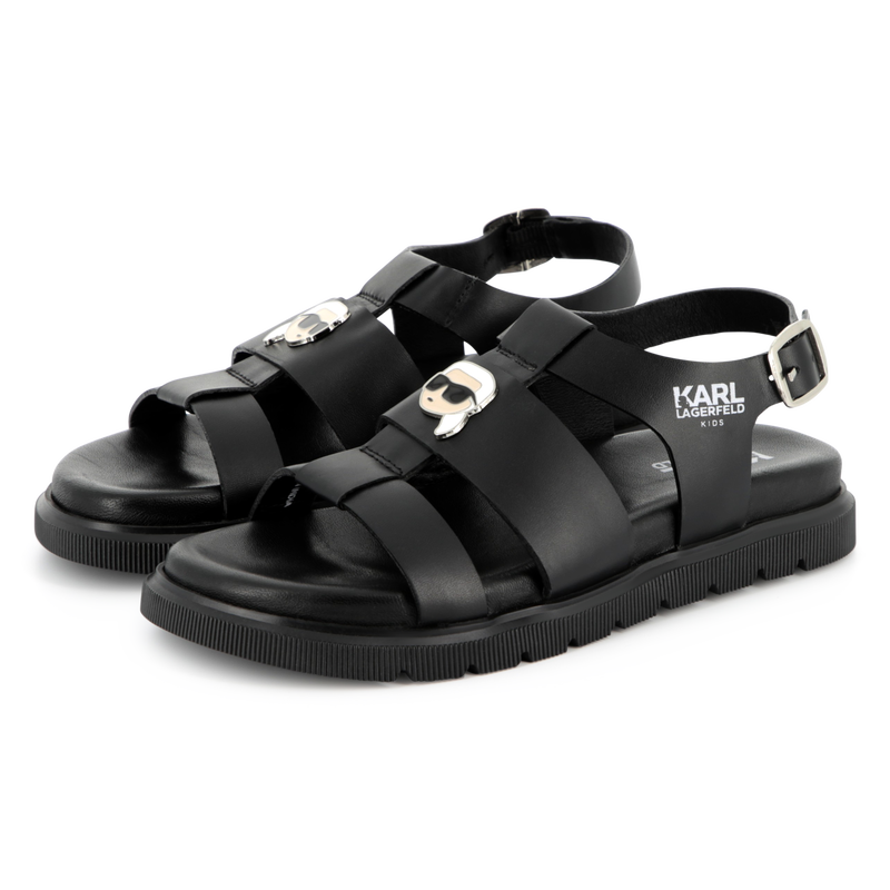 Buckled leather sandals KARL LAGERFELD KIDS 
                        GIRL