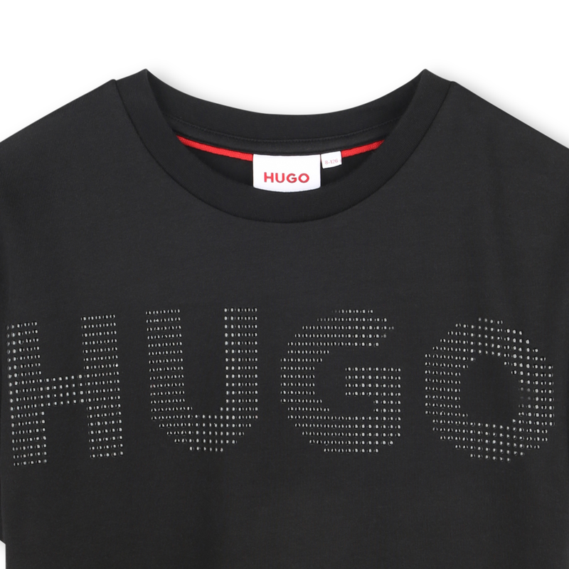 Cotton logo T-shirt with studs HUGO 
                        GIRL