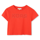 Cropped cotton T-shirt, ORANGE, hi-res