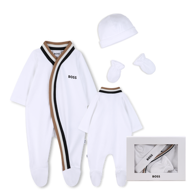 PYJAMA + BODYSUIT + BEANIE + MITTENS SET BOSS BOY