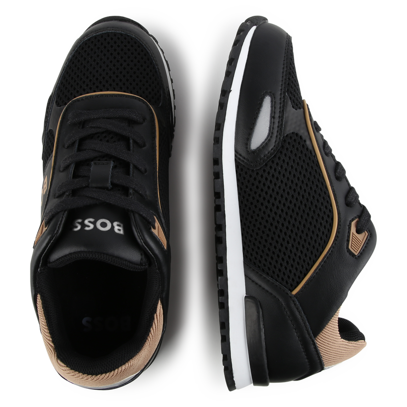 Lace-up leather trainers