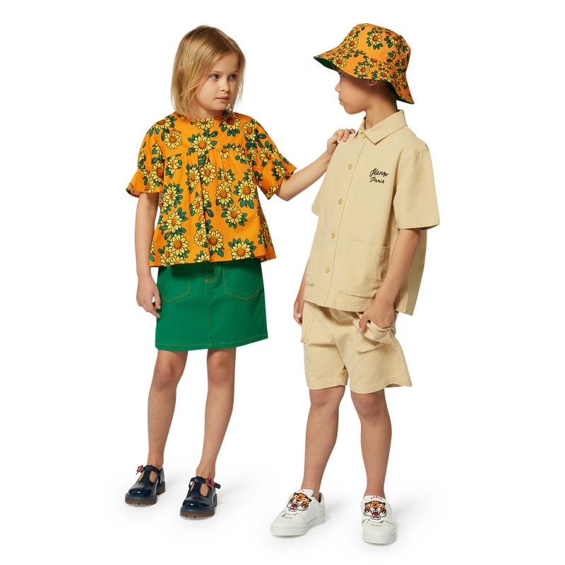 Reversible cotton bucket hat KENZO KIDS 
                        UNISEX