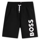 Peach-skin swimming trunks, BLACK, hi-res