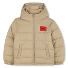 Hooded down jacket, STONE, hi-res