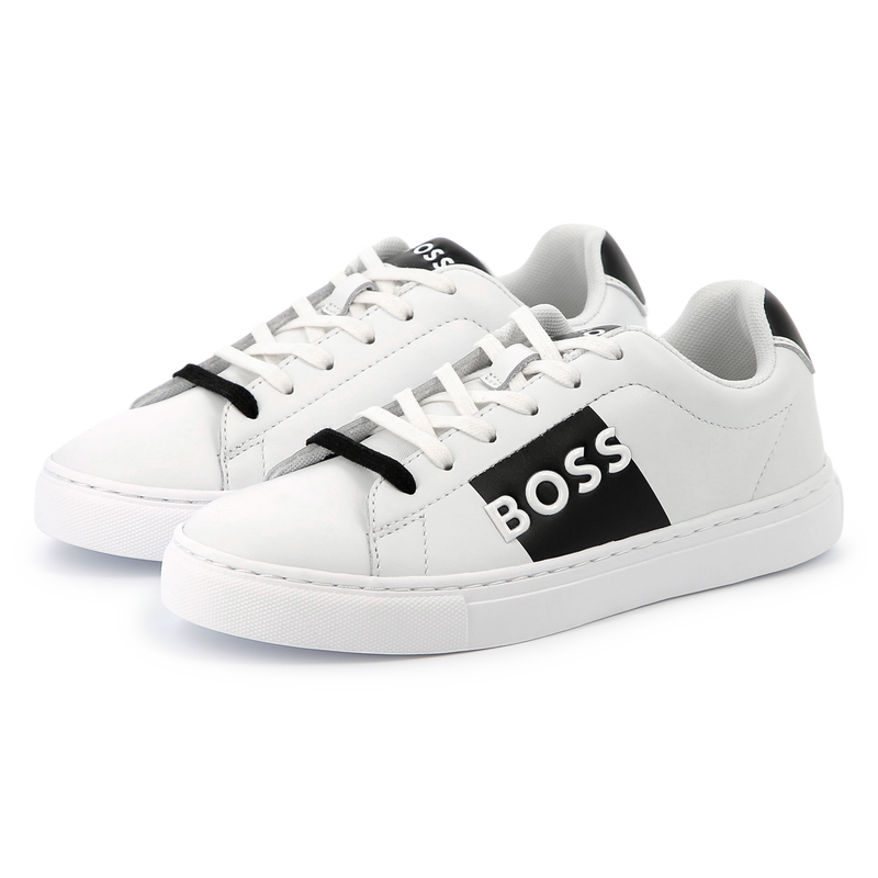 Lace-up leather trainers