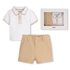 Polo shirt and shorts set, WHITE, hi-res