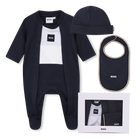 Pyjama set, hat, and bib, NAVY, hi-res