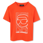 Placement print T-shirt, ORANGE, hi-res