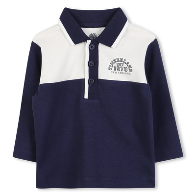Two-tone cotton polo shirt with ribbed edge TIMBERLAND BOY