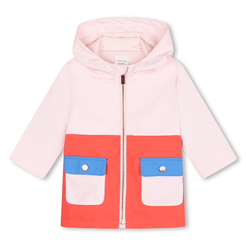 Tricoloured hooded raincoat CARREMENT BEAU 
                        GIRL