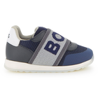 Sneakers with branded elastic, NAVY, hi-res