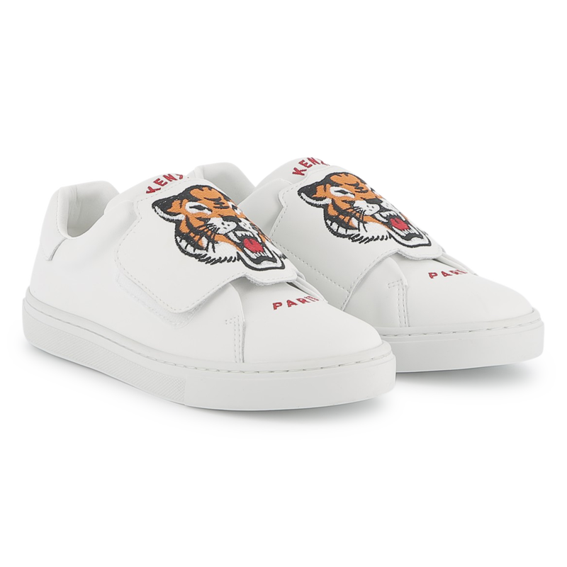 Leather hook-and-loop trainers