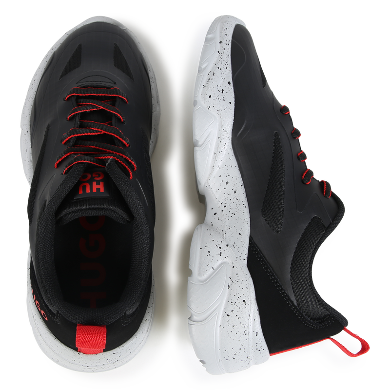 Multi-texture lace-up trainers HUGO 
                        BOY