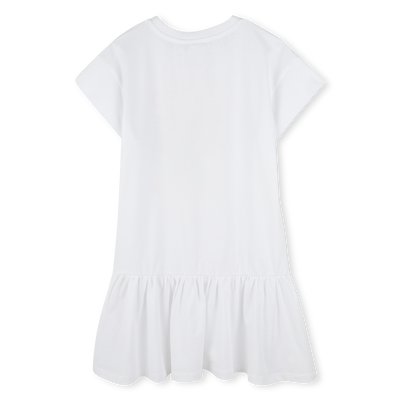 Logo print dress with ruffle KENZO KIDS GIRL