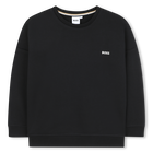 Plain round-neck sweatshirt, BLACK, hi-res