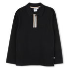 Long-sleeved polo shirt, BLACK, hi-res