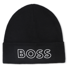 Knitted hat with logo, BLACK, hi-res