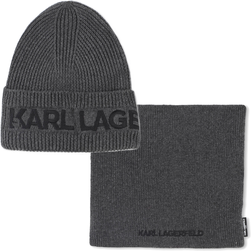 Knitted hat + neck warmer set KARL LAGERFELD KIDS 
                        BOY