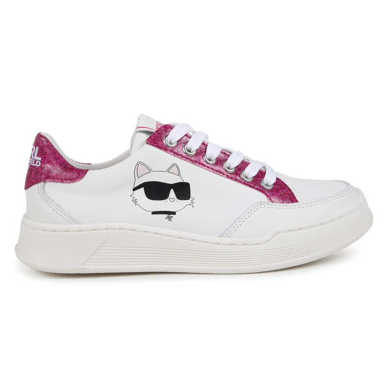 Leather lace-up trainers KARL LAGERFELD KIDS 
                        GIRL