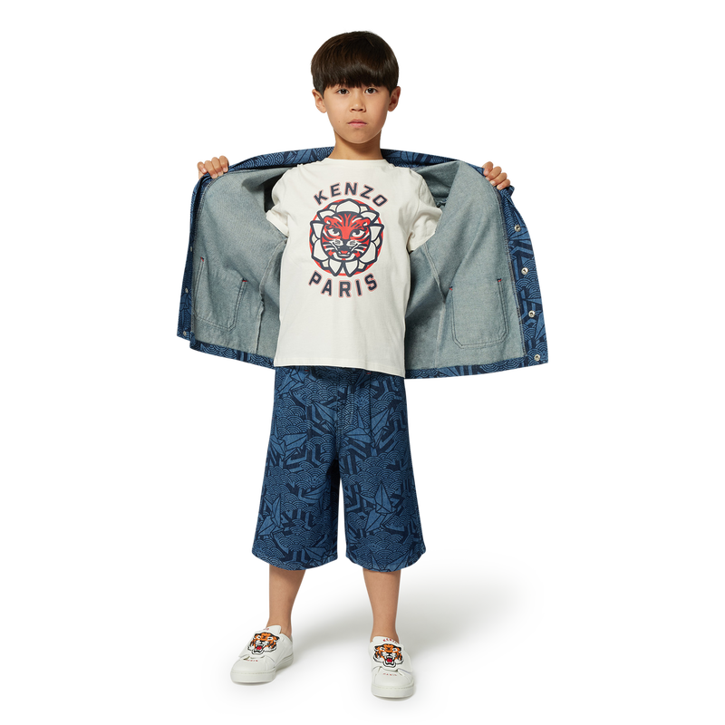 Printed denim Bermuda shorts KENZO KIDS 
                        BOY