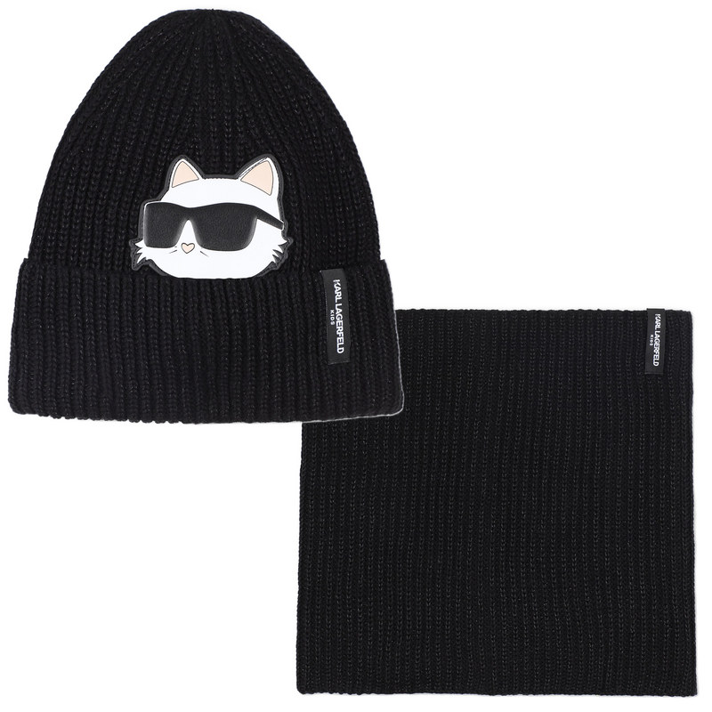 Hat + neck warmer set KARL LAGERFELD KIDS 
                        GIRL