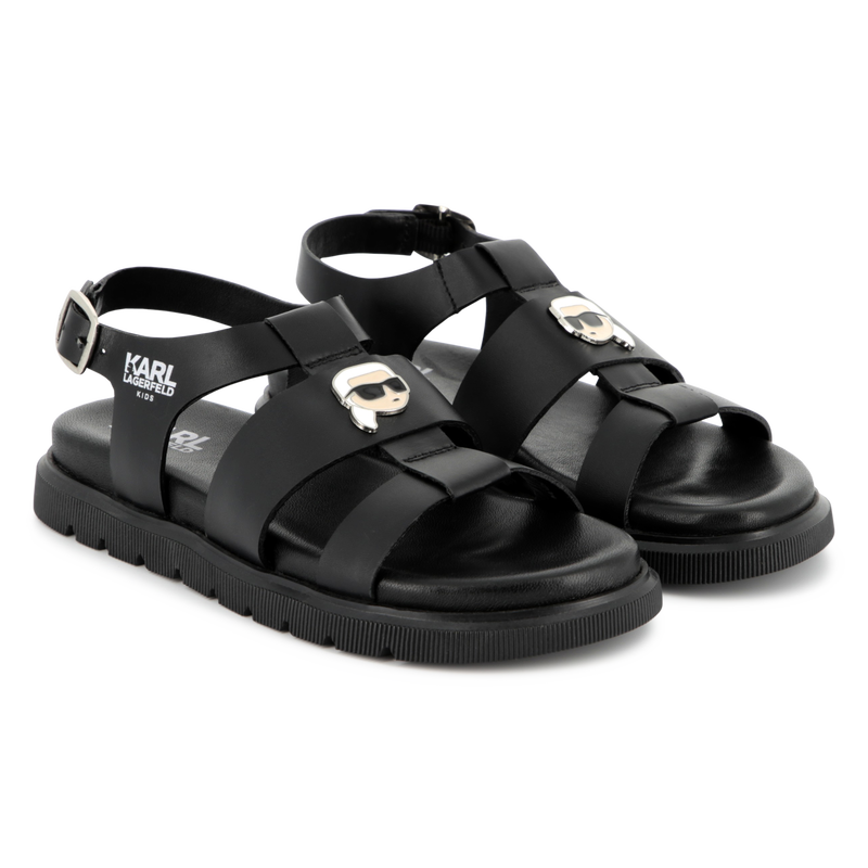 Buckled leather sandals KARL LAGERFELD KIDS 
                        GIRL