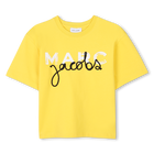 Round-neck cotton T-shirt, YELLOW, hi-res