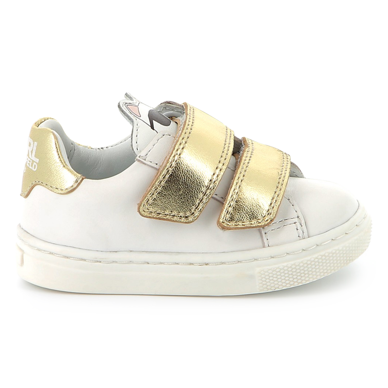 Hook-and-loop leather trainers KARL LAGERFELD KIDS 
                        GIRL