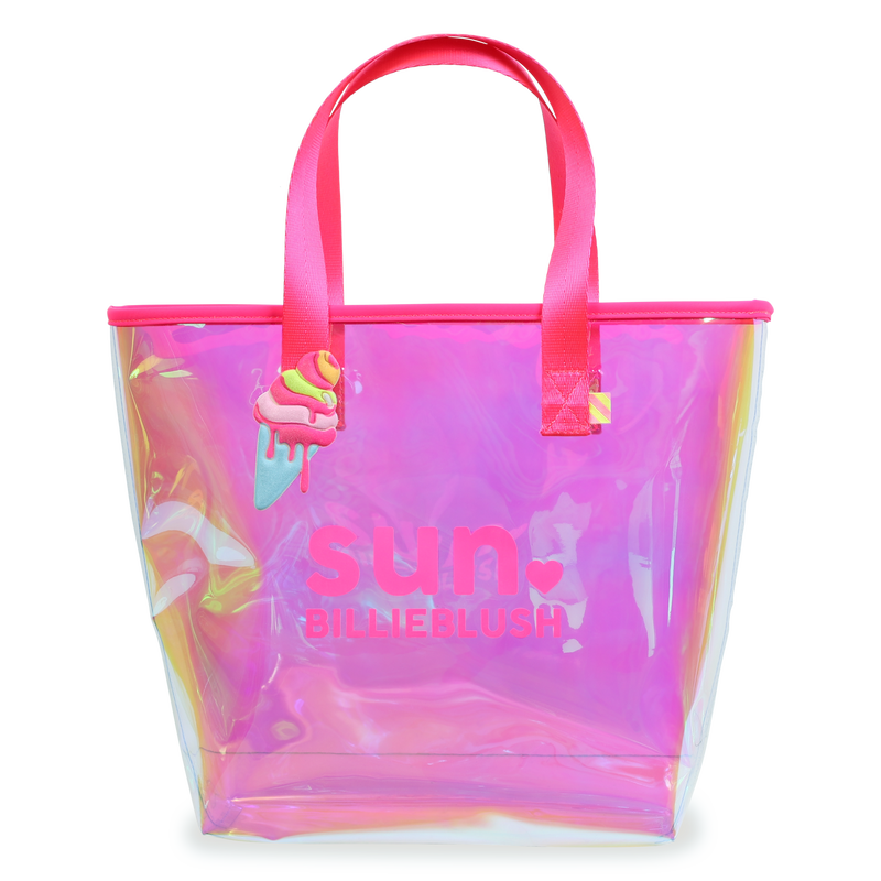 Shiny tote bag with badge BILLIEBLUSH 
                        GIRL