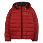 Reversible hooded down jacket, DARK RED, hi-res