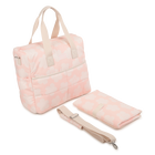 Quilted diaper bag in printed poplin, VEILED PINK, hi-res