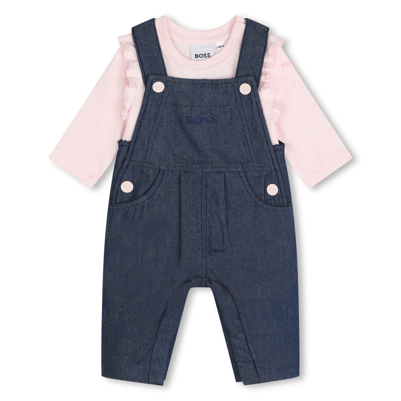 Cotton T-shirt and dungarees BOSS 
                        GIRL