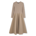 Bi-material long dress, STONE, hi-res