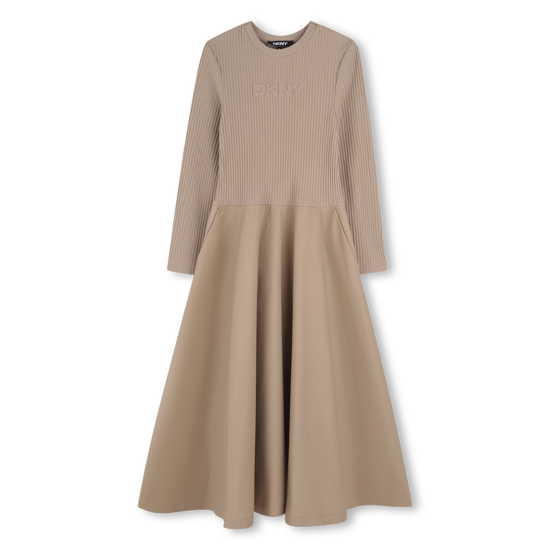 Bi-material long dress DKNY 
                        GIRL