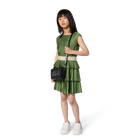 Pleated short sleeve dress, DILL, hi-res