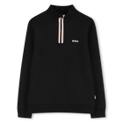 Zip-up stand-up sweatshirt, BLACK, hi-res