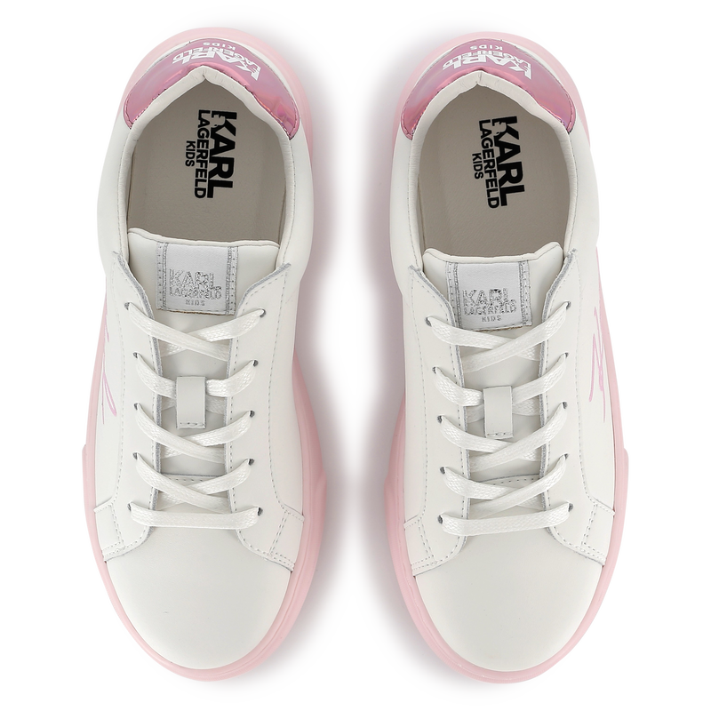 Lace-up leather trainers KARL LAGERFELD KIDS 
                        GIRL