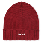 Knitted hat with logo, DARK RED, hi-res