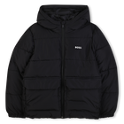 Hooded down jacket, BLACK  WHITE, hi-res