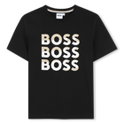 Short-sleeved cotton T-shirt, BLACK, hi-res