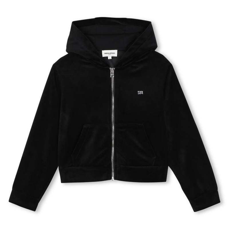 Velvet hooded cardigan SONIA RYKIEL 
                        GIRL