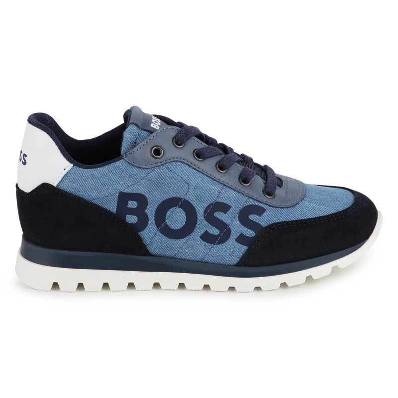 Multimaterial lace-up trainers